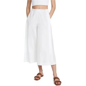 Vince Side Slit Culotte Pants Optic White Size Medium‎ Crop Wide Leg Coastal